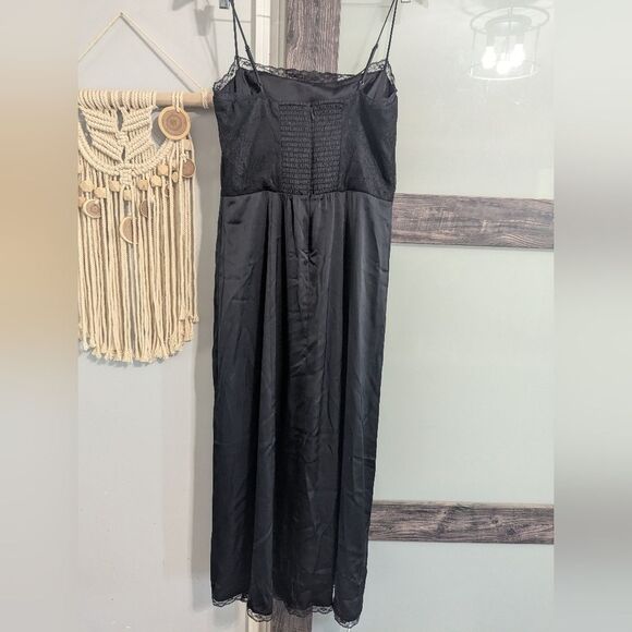 Abercrombie & Fitch Black Lace High Slit Midi Dress M Tall New with tags - Picture 6 of 11